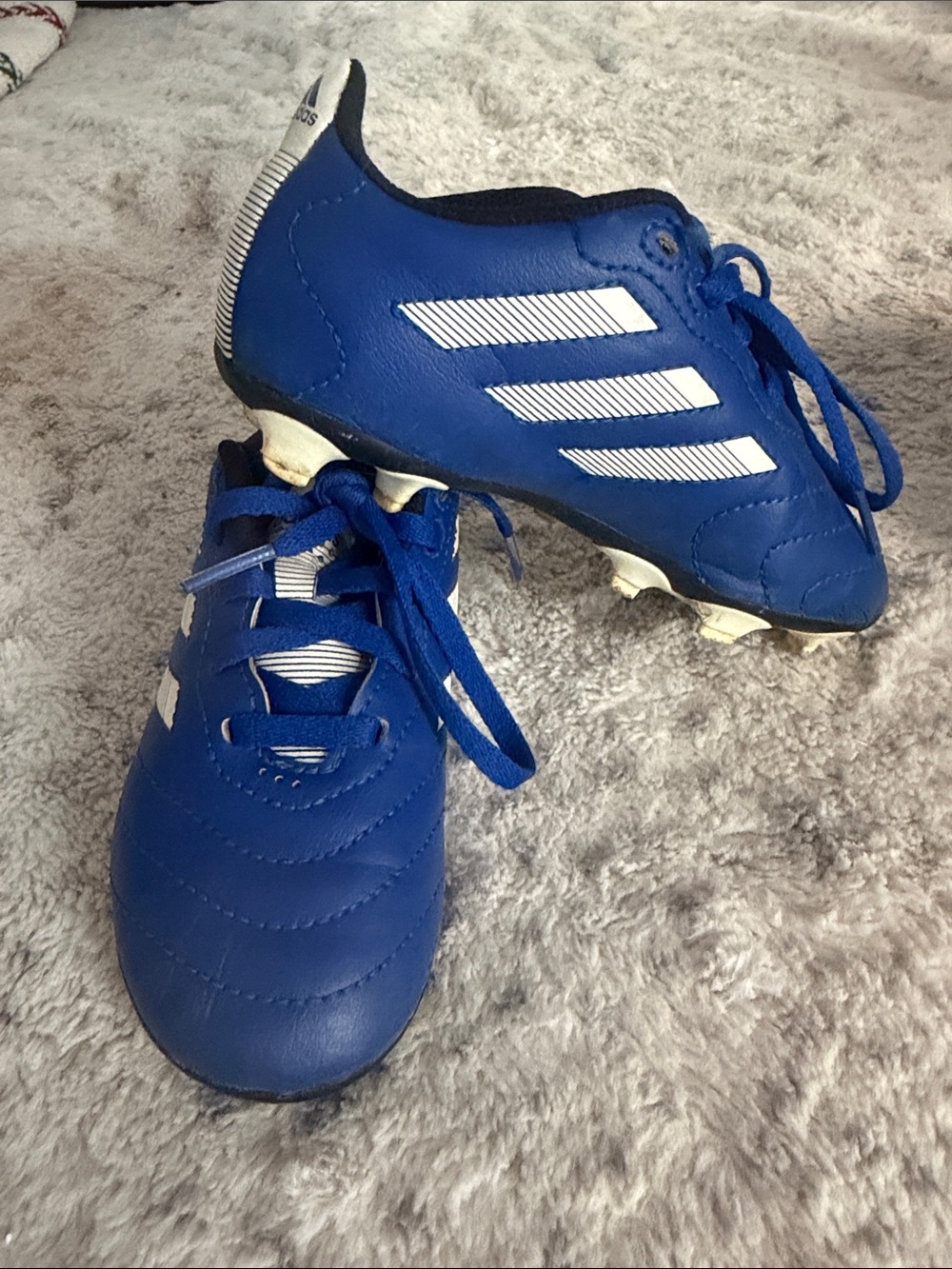 adidas Royal Blue Soccer Cleats with White Stripes